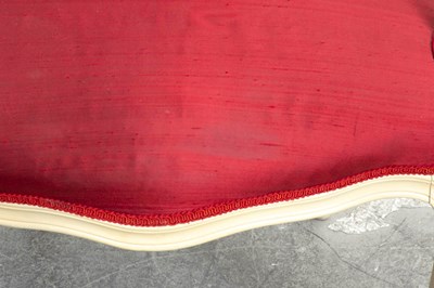Lot 44 - Pair of Cream Painted and Red Upholstered Fauteuils