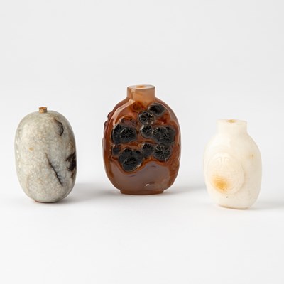 Lot 5 - Three Chinese Carved Hardstone Snuff Bottles