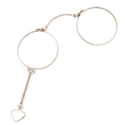 Lot 1205 - White Gold and Diamond Lorgnette