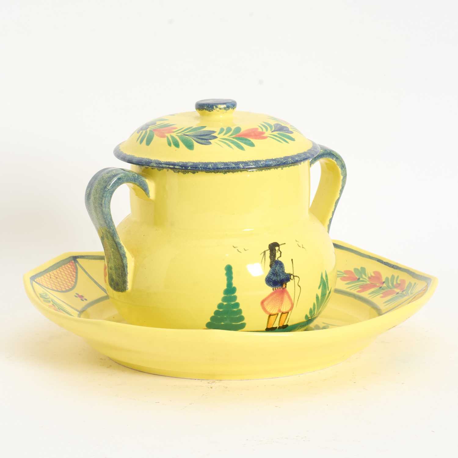 Lot 4 - Quimper Lidded Pot and Tray