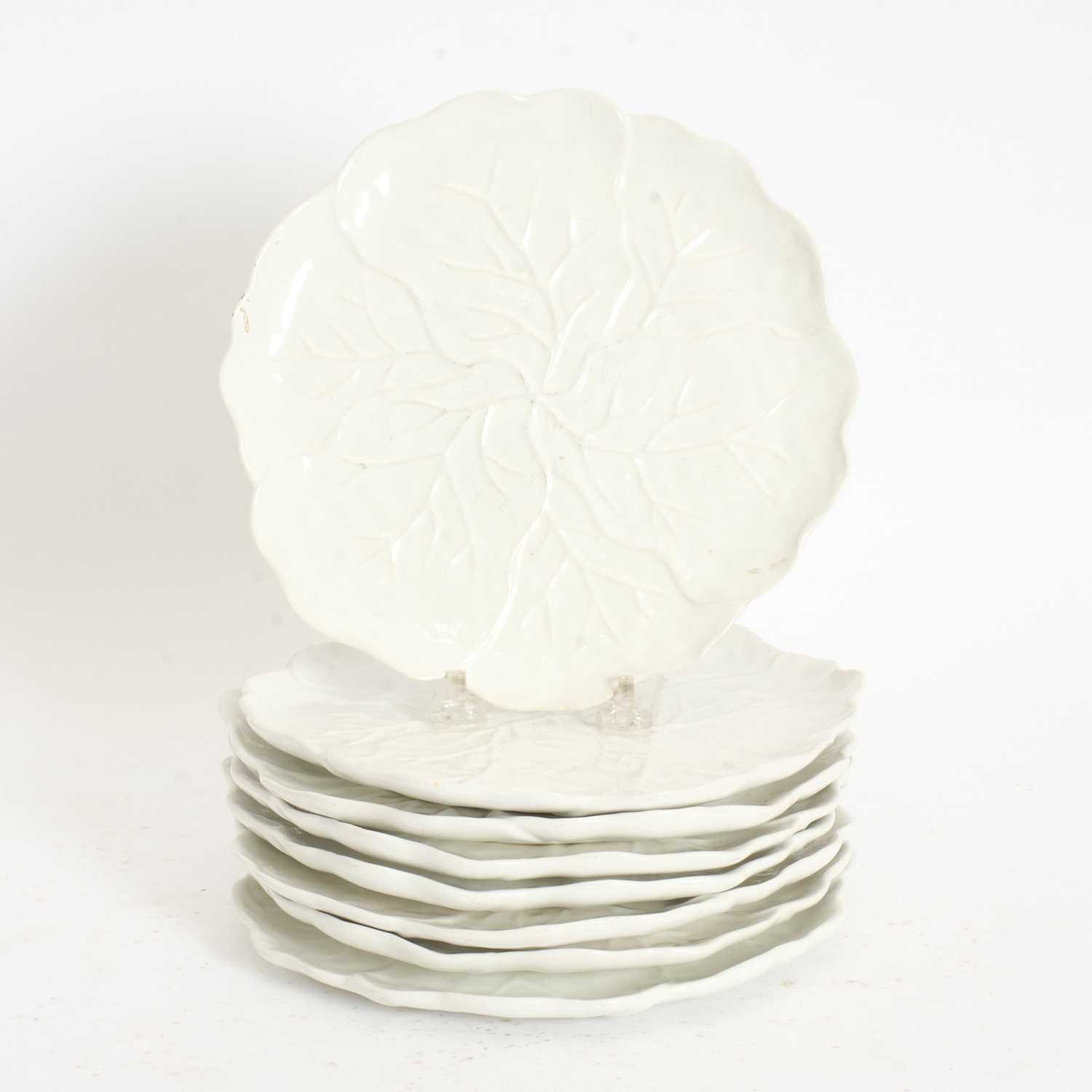 Lot 9 - Group of Eight Mikasa White Ceramic Leaf Pattern Plates