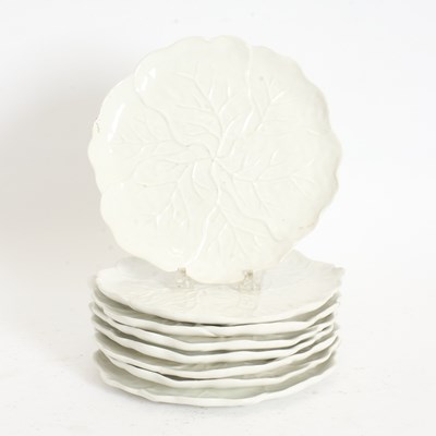 Lot 9 - Group of Eight Mikasa White Ceramic Leaf Pattern Plates