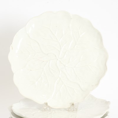 Lot 9 - Group of Eight Mikasa White Ceramic Leaf Pattern Plates