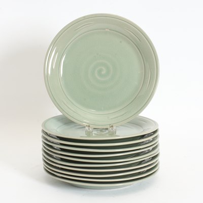 Lot 10 - Set of Eleven Celadon Dinner Plates