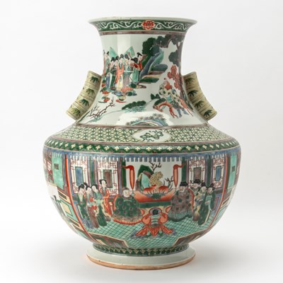 Lot 487 - A Large Chinese Famille Verte Porcelain Vase