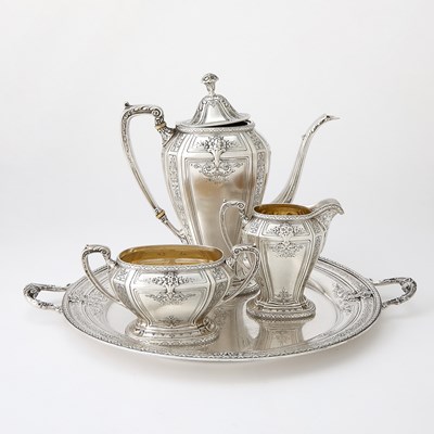 Lot 1166 - Towle Sterling Silver "D'Orleans" Pattern Demitasse Coffee Service