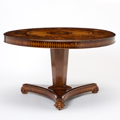 Lot 175 - Italian Neoclassical Style Marquetry and Parquetry Inlaid Center Table