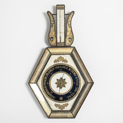 Lot 193 - French Eglomise Glass Barometer