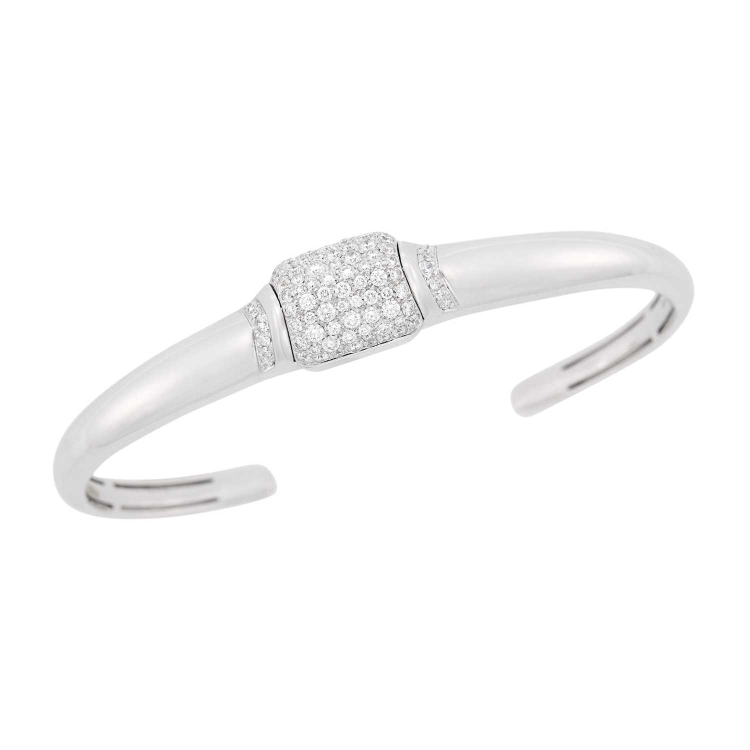 Lot 47 - Bulgari White Gold and Diamond Bangle Bracelet