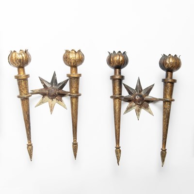 Lot 226 - Pair of French Art Deco Gilt-Metal Wall Lights