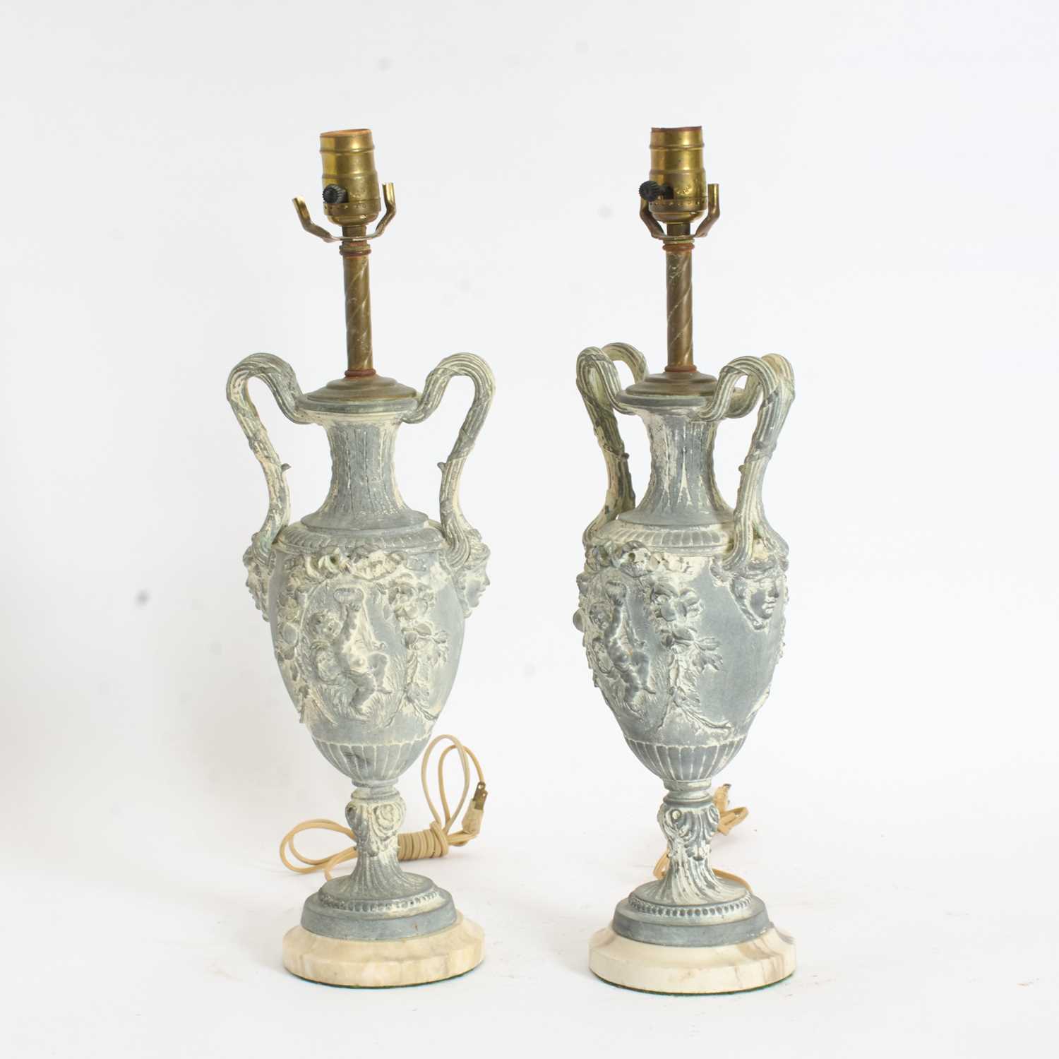 Lot 15 - Pair of Painted Metal Urns