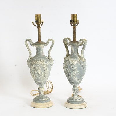 Lot 15 - Pair of Painted Metal Urns