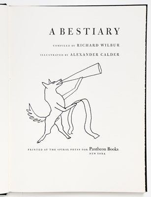 Lot A Bestiary by Alexander Calder and Richard Wilbur, signed by the artist and author