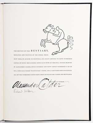 Lot 207 - A Bestiary by Alexander Calder and Richard Wilbur, signed by the artist and author