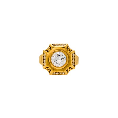 Lot 1040 - High Karat Gold and Simulated Diamond Ring