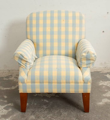Lot 34 - Gingham Upholstered Lounge Chair