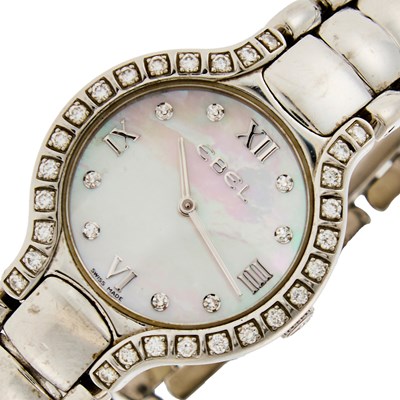 Lot 1252 - Ebel Lady's Steel, Mother-of-Pearl and Diamond 'Beluga' Wristwatch