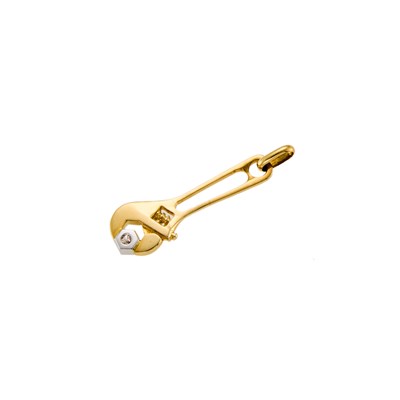 Lot 1228 - Two-Color Gold and Colored Diamond Monkey Wrench Charm