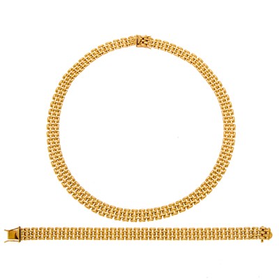 Lot 1238 - Gold Link Necklace and Bracelet