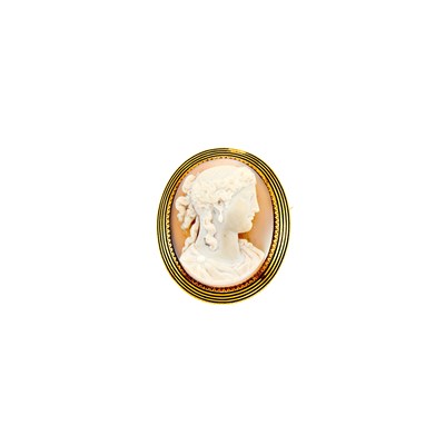Lot 1198 - Antique Gold, Enamel and Agate Cameo Brooch, France