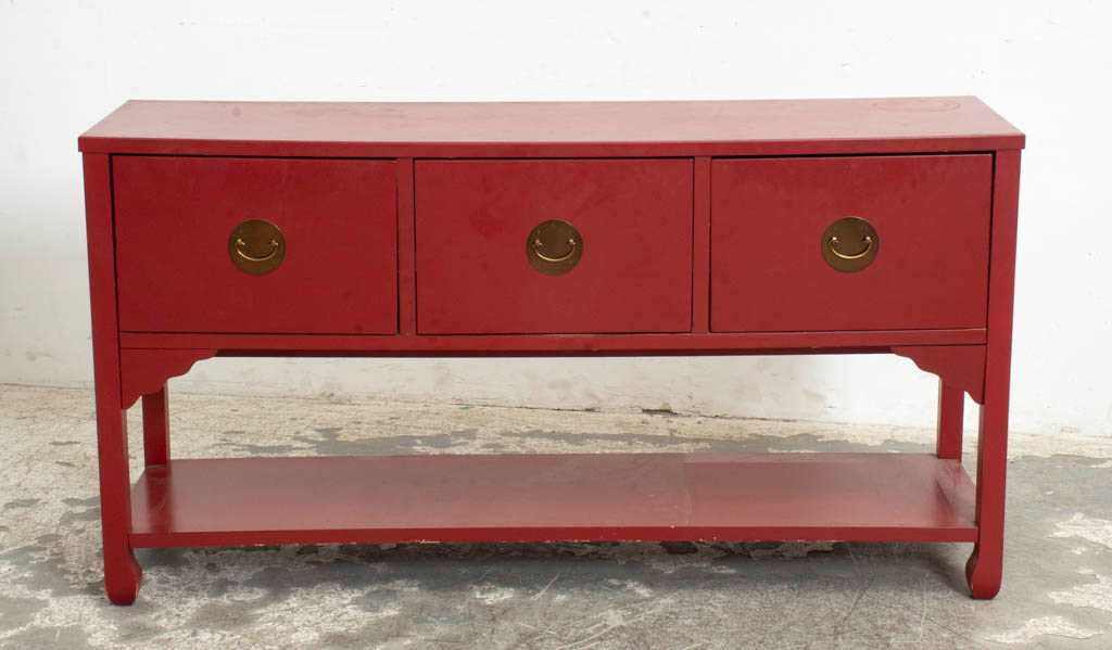 Lot 39 - Asian Style Red Painted File Cabinet