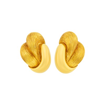 Lot 114 - Henry Dunay Pair of Gold Earrings