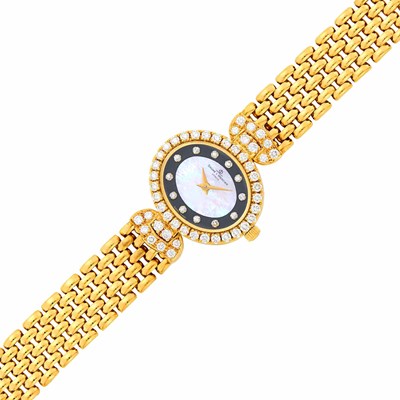 Lot 9 - Baume & Mercier Gold, Mother-of-Pearl and Diamond Wristwatch