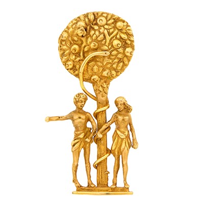 Lot 100 - Eric de Kolb Gold Adam & Eve Pendant