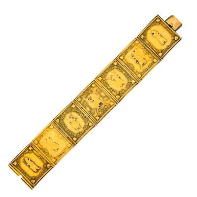 Lot 37 - Antique Wide Gold Figural Bracelet