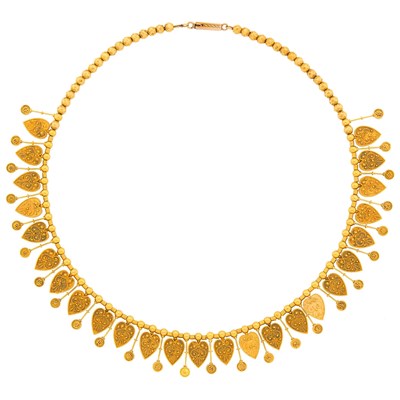 Lot 34 - Archaeological Revival Gold Fringe Necklace