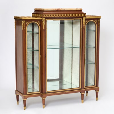Lot 176 - Louis XVI Style Gilt-Bronze Mounted Mahogany and Parquetry Vitrine Cabinet
