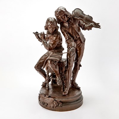 Lot 178 - French Patinated Bronze Group Titled Duo Difficile