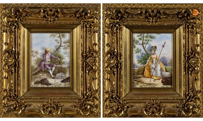 Lot 189 - Pair of Continental Painted Porcelain Plaques