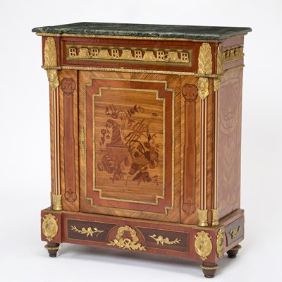 Lot 190 - Louis XVI Style Gilt-Bronze Mounted Marquetry Inlaid Side Cabinet