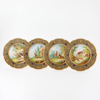 Lot 223 - Set of Four French Porcelain Cabinet Plates