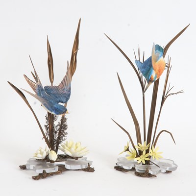 Lot 131 - Two Porcelain and Metal Figures of Birds