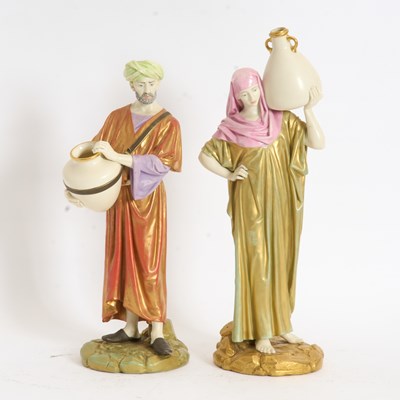 Lot 284 - Pair of Royal Worcester Porcelain Figures of Water Carriers