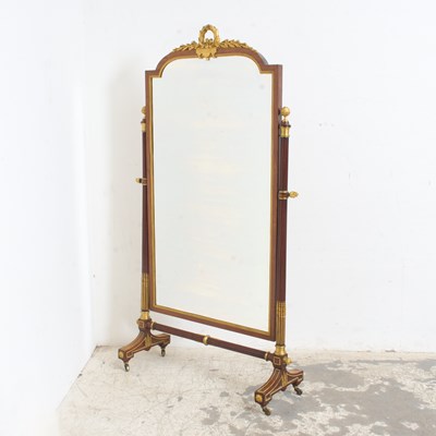 Lot 70 - Louis XVI Style Gilt-Bronze Mounted Mahogany Cheval Mirror