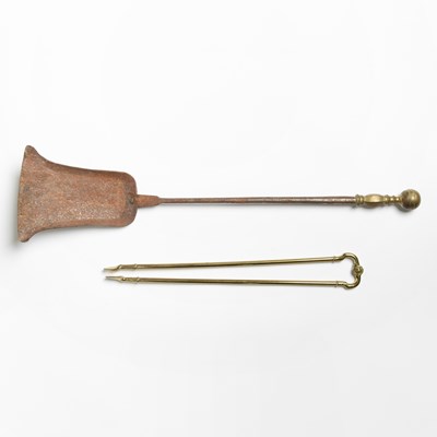 Lot 220 - Pair of Fireplace Tongs & Shovel