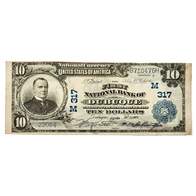 Lot 149 - United States, Iowa. Series 1902 Plain Back, 1903-dated $10 National Bank Note. The First National Bank of Dubuque. Choice Extremely Fine.