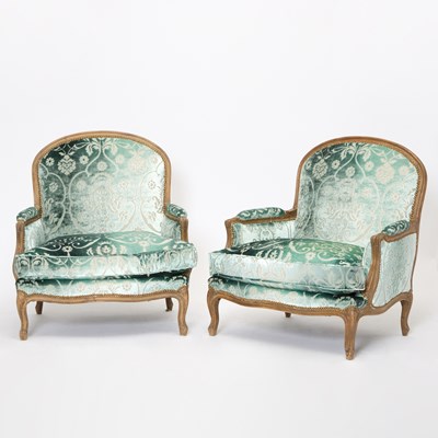 Lot 217 - Pair of Louis XV Style Walnut Bergères
