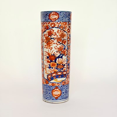 Lot 1058 - Imari Palette Cylindrical Porcelain Vase