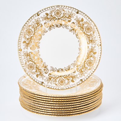 Lot 216 - Set of Eleven Royal Crown Derby 'Brocade' Pattern Porcelain Dinner Plates