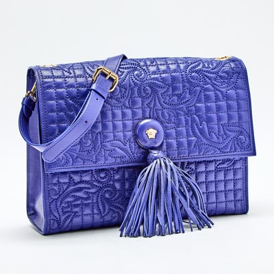 Lot 129 - Gianni Versace Blue Leather Flap Bag