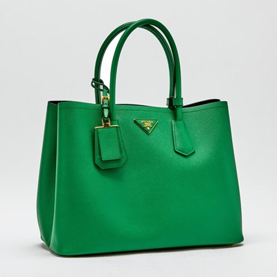 Lot 124 - Prada Green Leather Double Saffiano Bag