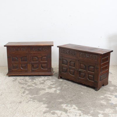 Lot 160 - Pair of Asian-Style Carved Wood Cabinets
