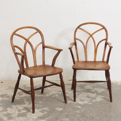 Lot 112 - Pair of Gothic Windsor Armchairs