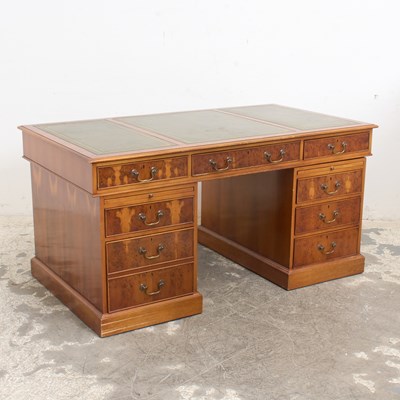 Lot 174 - Burl Wood Partner's Desk