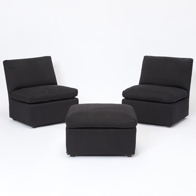 Lot 199 - Pair of Billy Baldwin Style Slipper Chairs and Ottoman