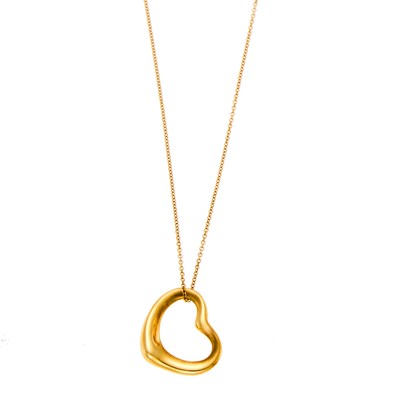 Lot 1259 - Tiffany & Co., Elsa Peretti Gold 'Open Heart' Pendant-Necklace